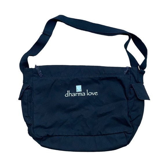 GUC dharma love by Anastasia Keriotis Vintage Bike Messenger Canvas Black Bag - Picture 6 of 8